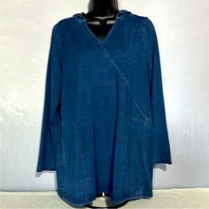 J. Jill PureJill Indigo Hooded Tunic, NWOT, L